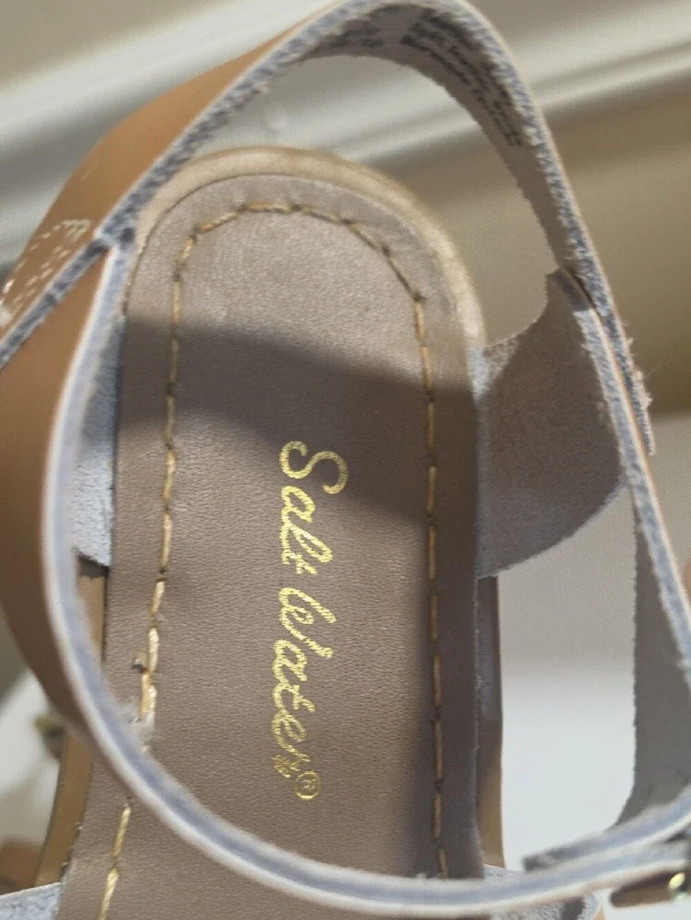 Salt Water Sans Braided Leather Metallic  Rose Gold Ankle-Strap Sandals Sz 1